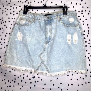 Distressed Denim Mini Skirt- Forever 21